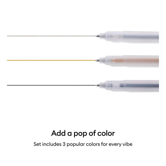 Cricut Joy Black, Gold and Silver Glitter Gel Pens 3 Pack image number 2