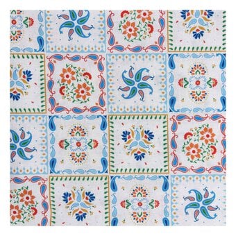 Island Haven Tropical Tiles Cotton Fabric by the Metre