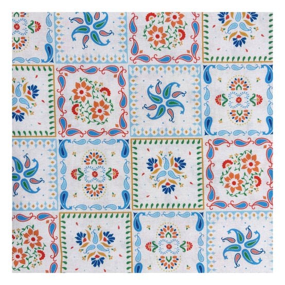 Island Haven Tropical Tiles Cotton Fabric by the Metre image number 2