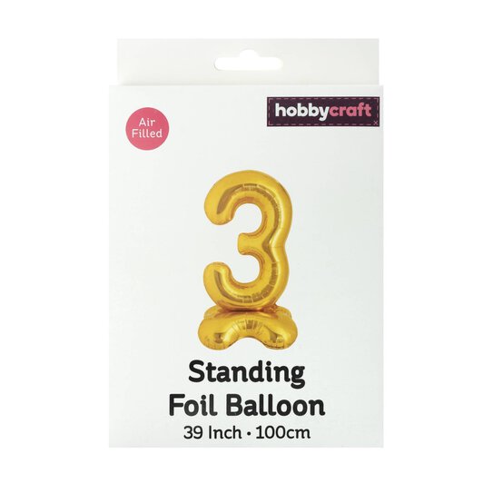 Standing Gold Number 3 Balloon 1m image number 4