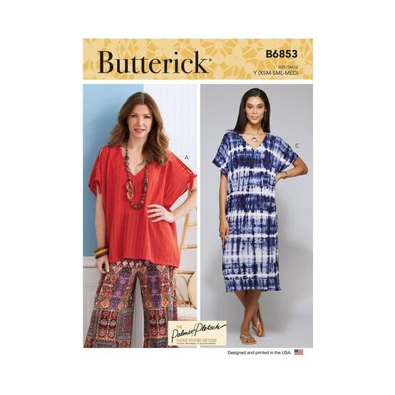 Butterick Women's Tunic and Dress Sewing Pattern B6853 (Y XSM-MED) image number 1