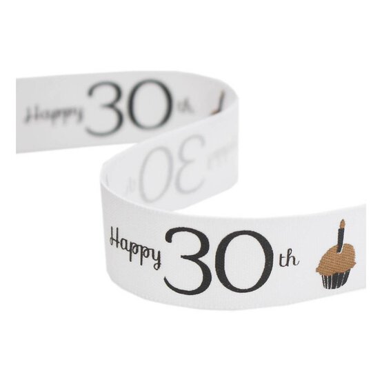 Happy 30th Satin Ribbon 16mm x 4m image number 1