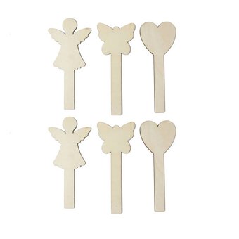 Wooden Angel and Butterfly Shape Sticks 6 Pack
