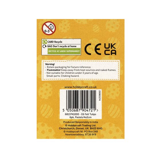 Pastel Felt Tulips 6 Pack image number 4
