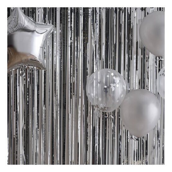 Create & Celebrate Silver Foil Fringe Curtain 1m x 2m image number 2