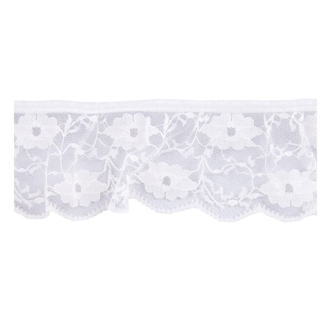 Cream 60mm Frilled Nylon Lace Trim by the Metre image number 1