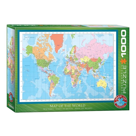 Eurographics Modern Map of the World Jigsaw Puzzle 1000 Pieces image number 1