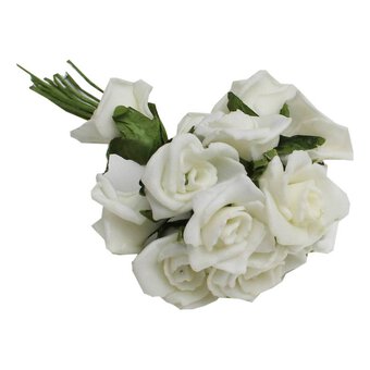 Cream Polyfoam Wired Roses 12 Pack image number 2