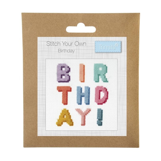 Trimits Birthday Mini Cross Stitch Kit 13cm x 13cm image number 1