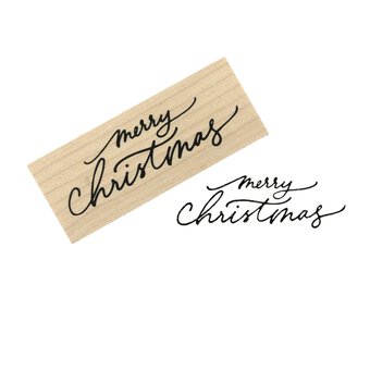 Merry Christmas Wooden Stamp 2.5cm x 7cm