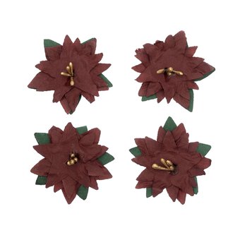 Red Poinsettia Embellishments 4 Pack