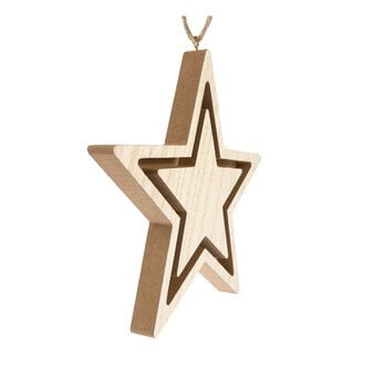 Hanging Wooden Star Decoration 19.5cm