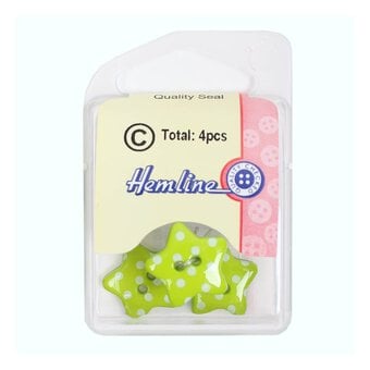 Hemline Green Novetly Star Button 4 Pack