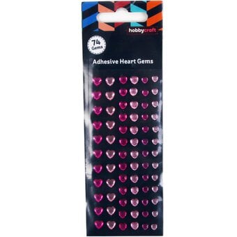 Pink Adhesive Heart Gems 74 Pack image number 3