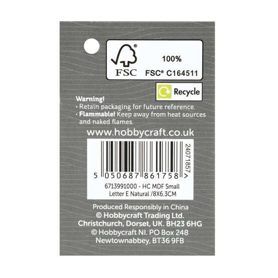 MDF Wooden Letter E 8cm image number 5