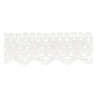 White 25mm Scallop Cotton Lace Trim by the Metre