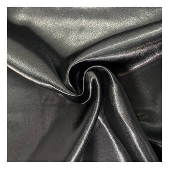 Black Silky Satin Fabric by the Metre