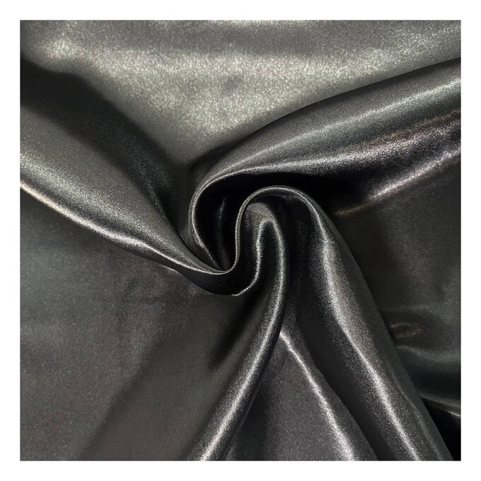 Black Silky Satin Fabric by the Metre image number 1