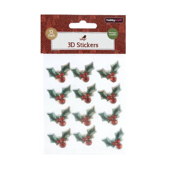 Holly 3D Stickers 12 Pack image number 4