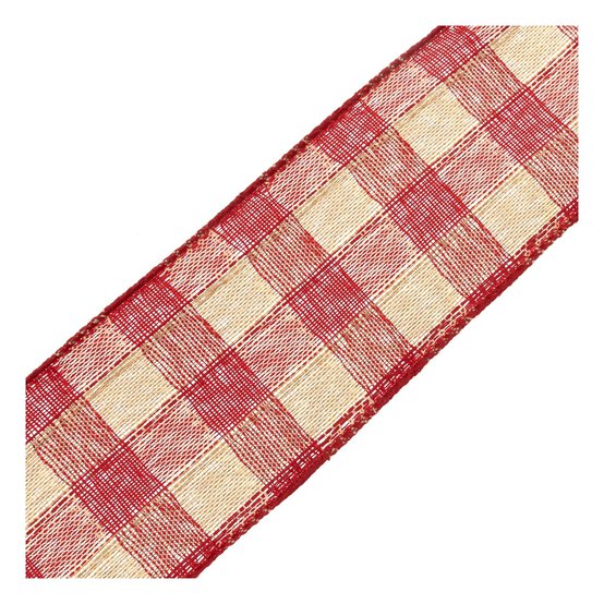 Linen Check Wire Edge Printed Ribbon 63mm x 3m image number 3