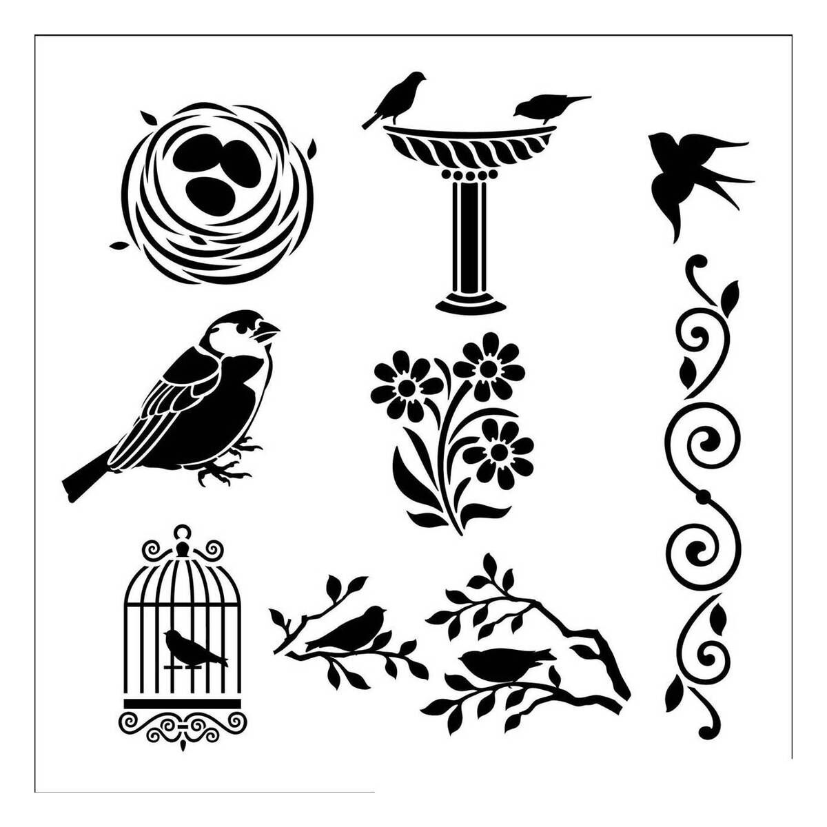 FolkArt Birds Laser Stencil Hobbycraft