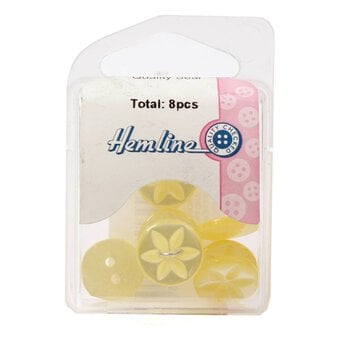 Hemline Yellow Basic Star Button 8 Pack image number 2