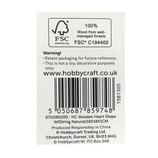 Hanging Wooden Heart Plaque 18cm image number 5