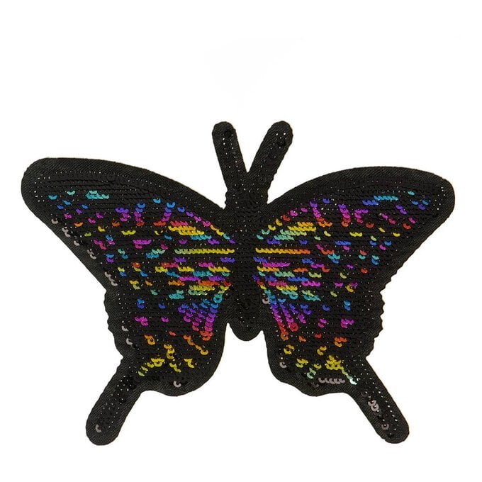 Sequin Butterfly Iron-On Patch 11cm x 7cm image number 1