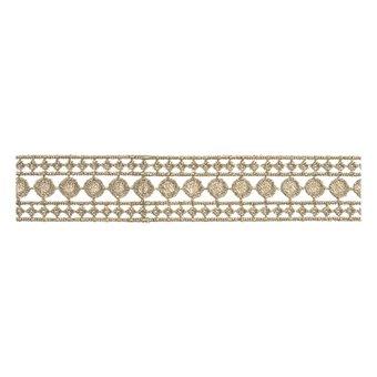 Gold 30mm Metallic Circle Border Lace Trim by the Metre