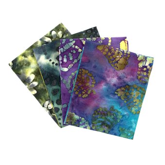 Blue, Purple and Green Batik Cotton Fat Quarters 4 Pack
