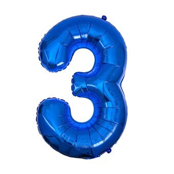 Extra Large Blue Foil Number 3 Balloon