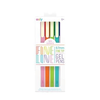 Fine Line Coloured Gel Pens 6 Pack