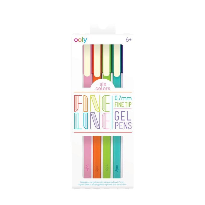 Fine Line Coloured Gel Pens 6 Pack image number 1