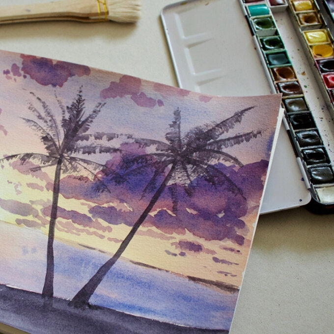 How to Paint a Watercolour Sunset | Hobbycraft