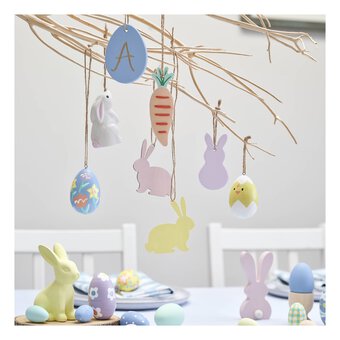 Hanging Ceramic Sitting Bunny Decoration 8cm