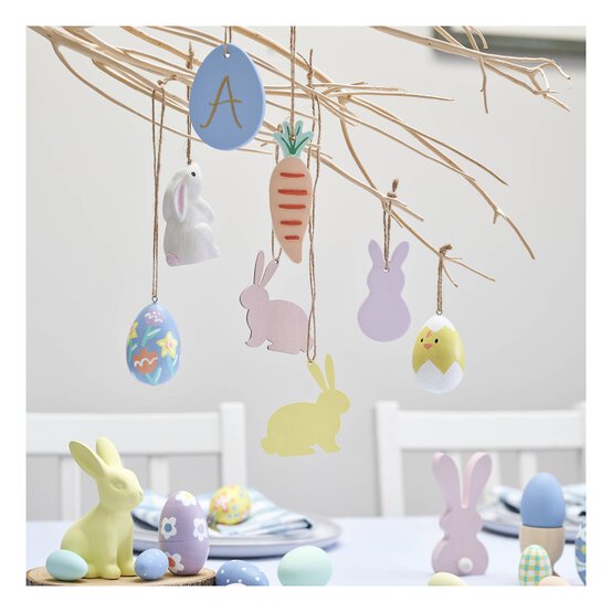 Hanging Ceramic Sitting Bunny Decoration 8cm image number 2