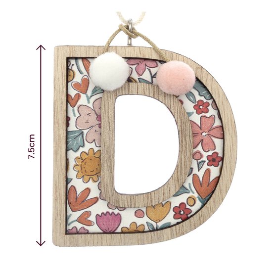 Hanging Wooden Letter D 7.5cm image number 3