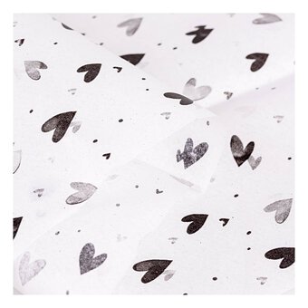 Grey Heart Printed Tissue Paper 50cm x 75cm 6 Pack 