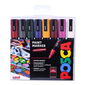 Uni-ball Deep Colour Posca PC-5M Marker Pens 8 Pack