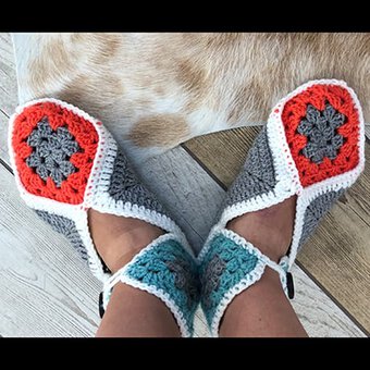 How to Crochet Granny Square Slippers