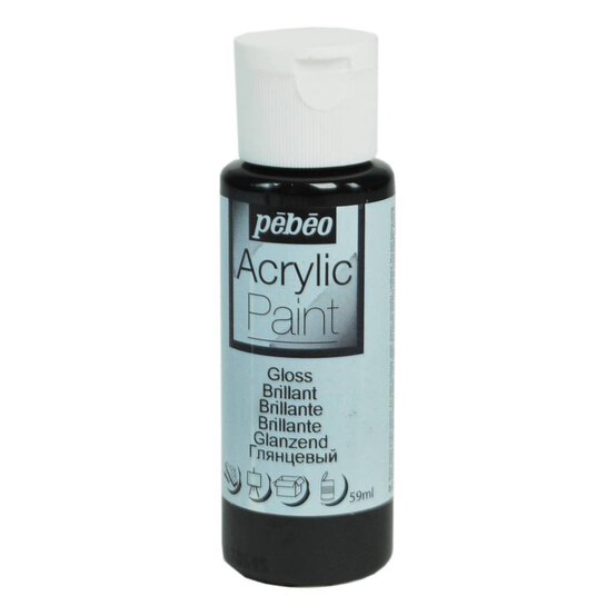 Pebeo Black Gloss Acrylic Craft Paint 59ml image number 1
