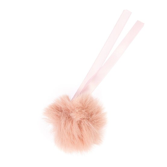 Pale Pink Faux Fur Pom Pom 6cm image number 3
