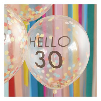 Ginger Ray Hello 30 Milestone Confetti Balloons 5 Pack image number 3