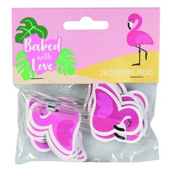 Baked With Love Flamingo Cupcake Picks 24 Pack image number 2