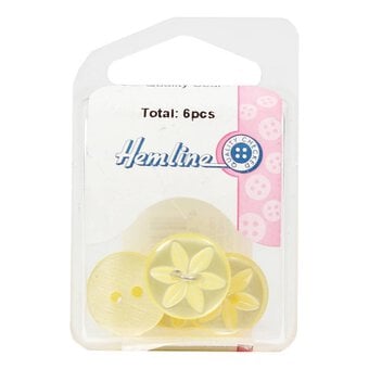 Hemline Yellow Basic Star Button 6 Pack