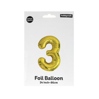 Extra Large Gold Foil Number 3 Balloon image number 3