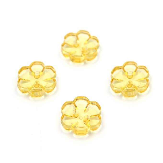 Hemline Yellow Novelty Flower Button 4 Pack image number 1