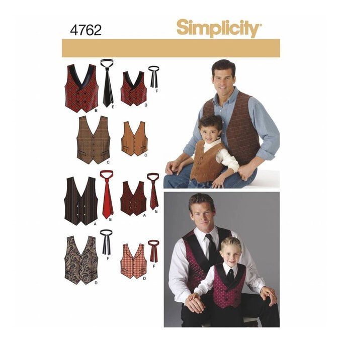 Simplicity Waistcoats and Ties Sewing Pattern 4762 image number 1
