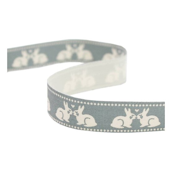 Kissing Bunnies Natural Ribbon 15mm x 5m image number 1