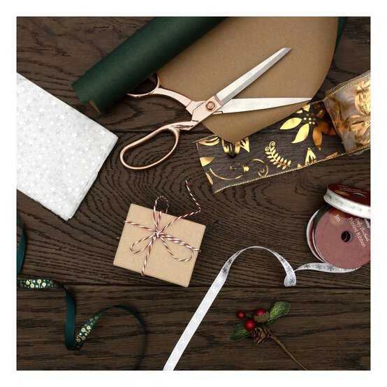 Gold Poinsettia Wire Edge Organza Ribbon 63mm x 3m image number 3